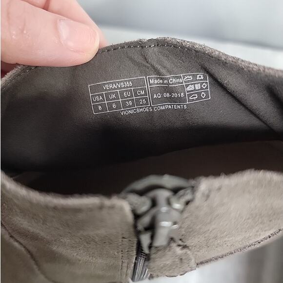 Vionic Water Resistant Suede Ankle Boots - Vera Gray Women's US 8 - Picture 6 of 9